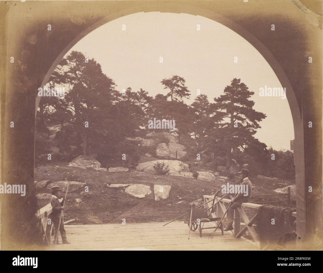 Nach außen aus der Scheune, Loring Estate, Beverly Farms, Massachusetts ca. 1858 von Samuel Masury, geboren in Salem, MA 1818-gestorben 1874 Stockfoto