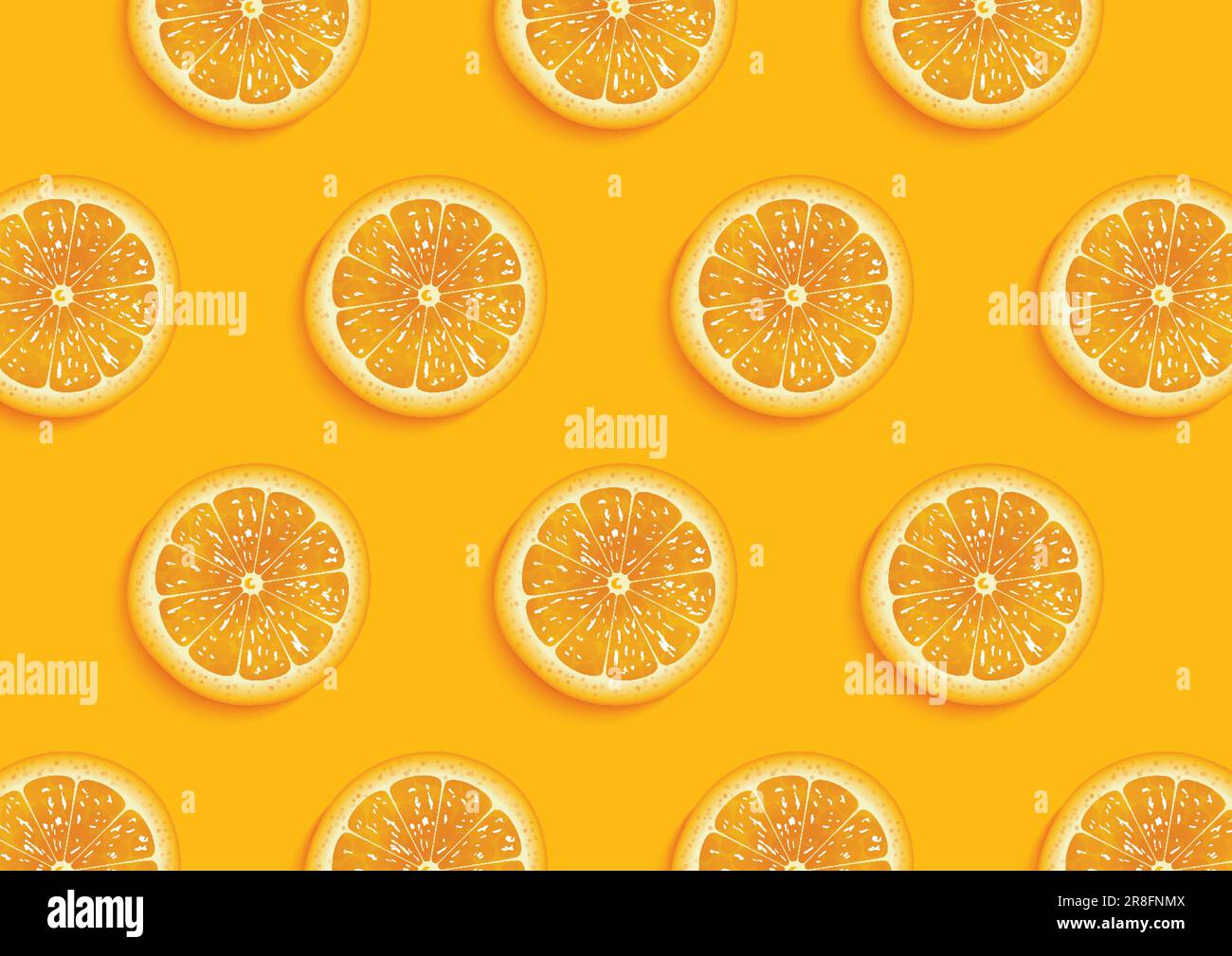 Frische Orangenscheiben für sommerlichen Hintergrund. Stock Vektor