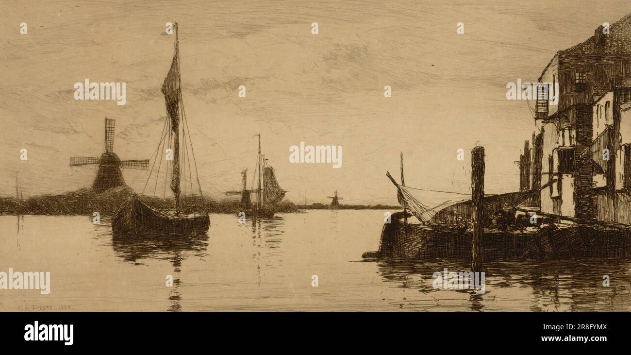 Abend auf der Maas 1884 von Charles A. Platt, geboren in New York City 1861, gestorben Cornish, NH 1933 Stockfoto