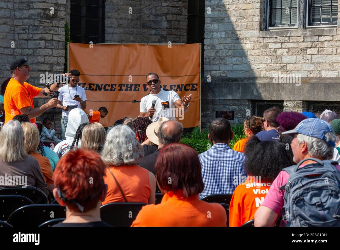 Detroit, Michigan, USA, 17. Juni 2023, Schauspieler Hill Harper sprach eine Silence the Violence marsch und Rallye. Das Ereignis protestierte gegen die fast täglich stattfindenden Stockfoto