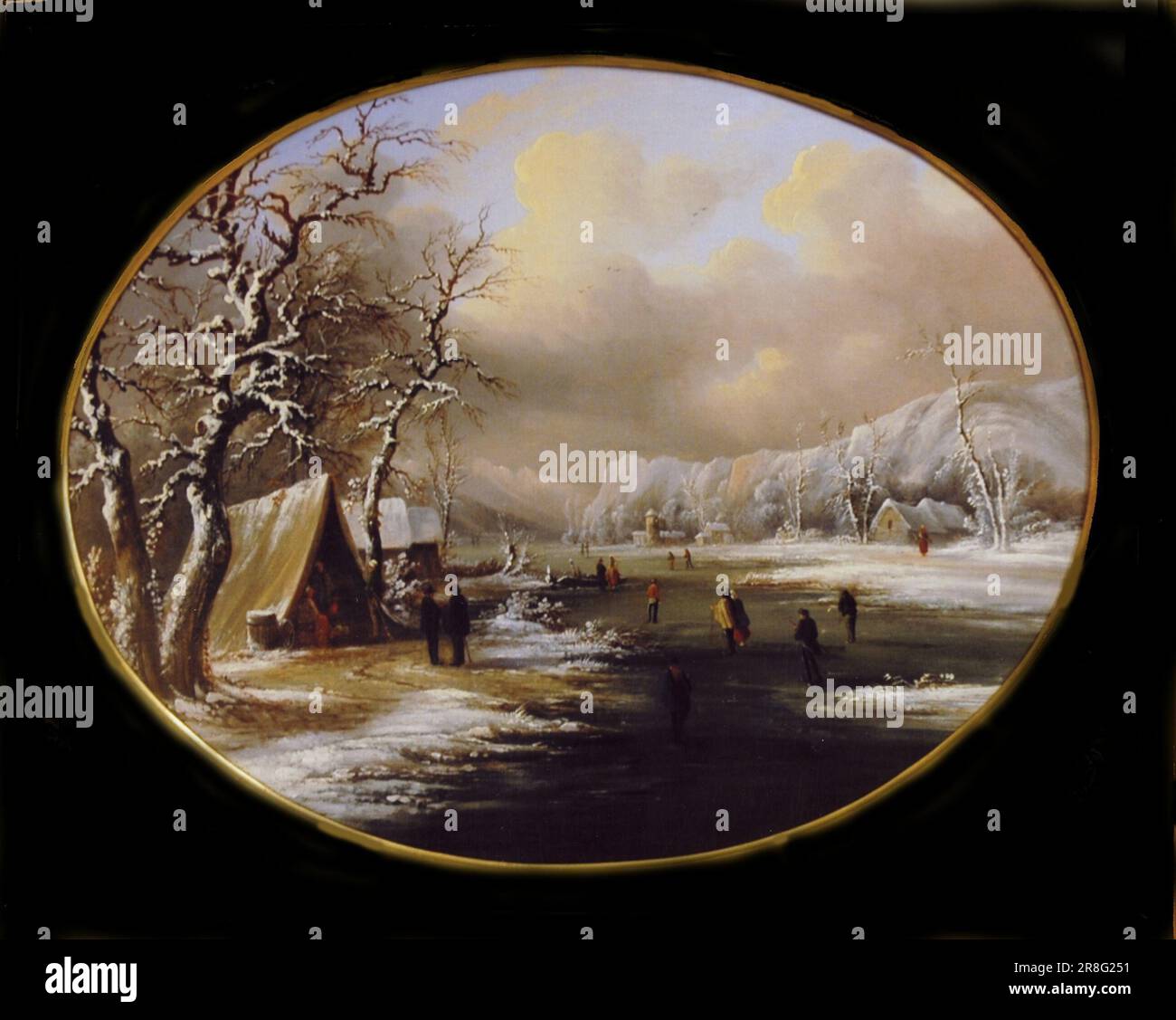 Winterskaten in New Jersey ca. 1847 von Régis Francois Gignoux, Franzose, geboren in Lyon, Frankreich 1816-gestorben Paris, Frankreich 1882; Aktiv USA ca. 1840-1870 Stockfoto