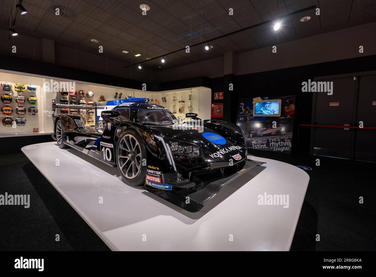 Konica Minolta Cadillac, mit dem Fernando Alonso 2019 die 24 Stunden Daytona gewann. Foto wurde am 16. Mai 2023 im Fernando Alonso Museum aufgenommen Stockfoto