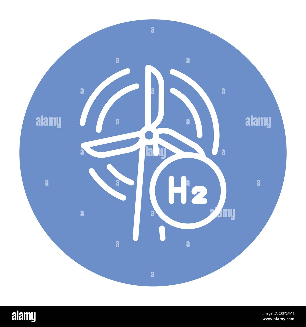 Symbol für die H2-Farblinie für die Energieerzeugung. Wasserstoffenergie. Isoliertes Vektorelement. Skizzieren Sie das Piktogramm für Webseite, mobile App, Promo Stock Vektor