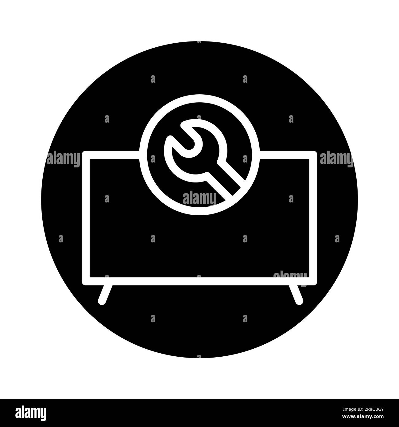 Symbol für die Farblinie des fernsehers reparieren. Handwerker-Service. Isoliertes Vektorelement. Skizzieren Sie das Piktogramm für Webseite, mobile App, Promo Stock Vektor