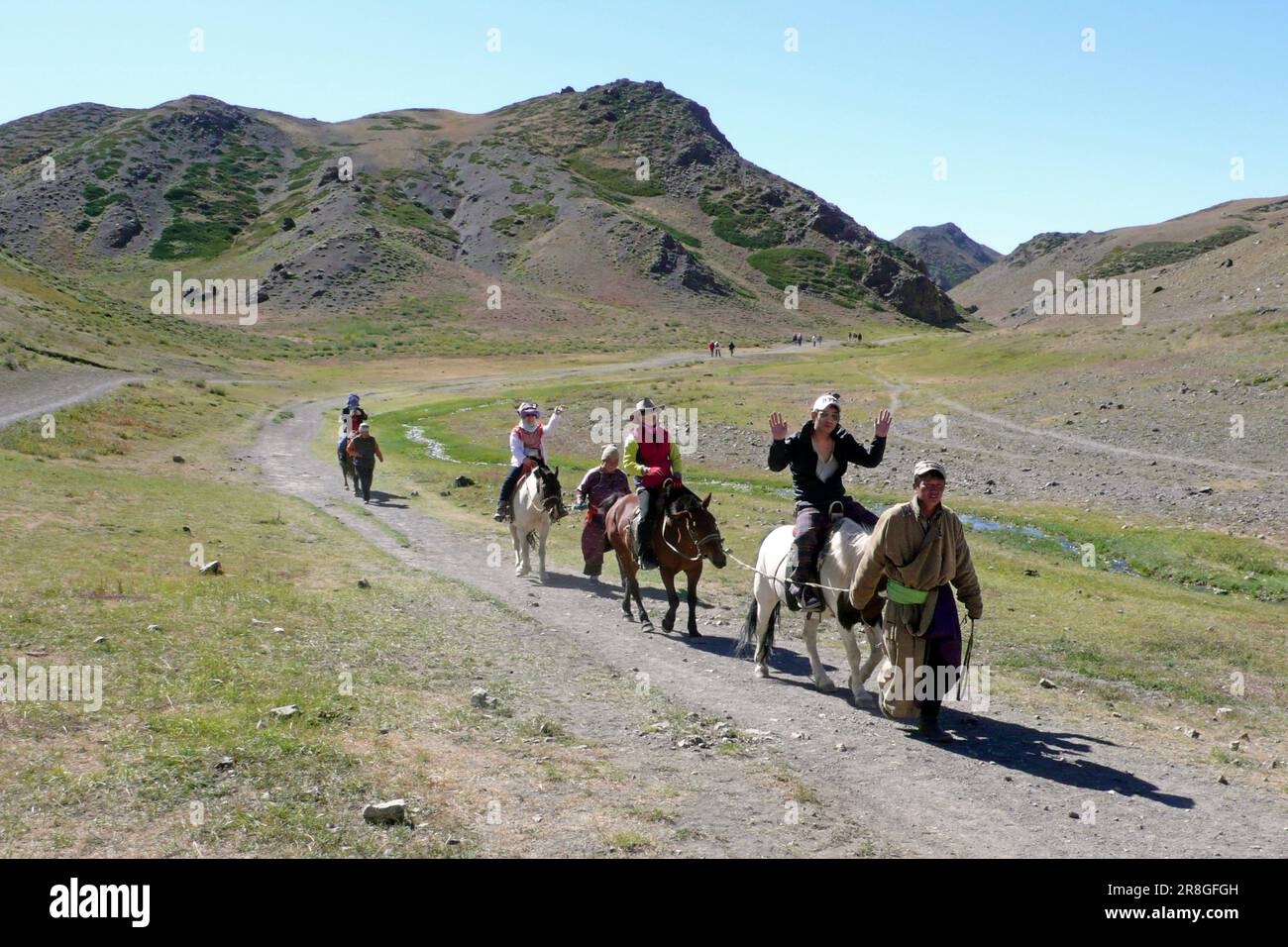 Reiten, Yol Valley, Gobi Wüste, Mongolei Stockfoto