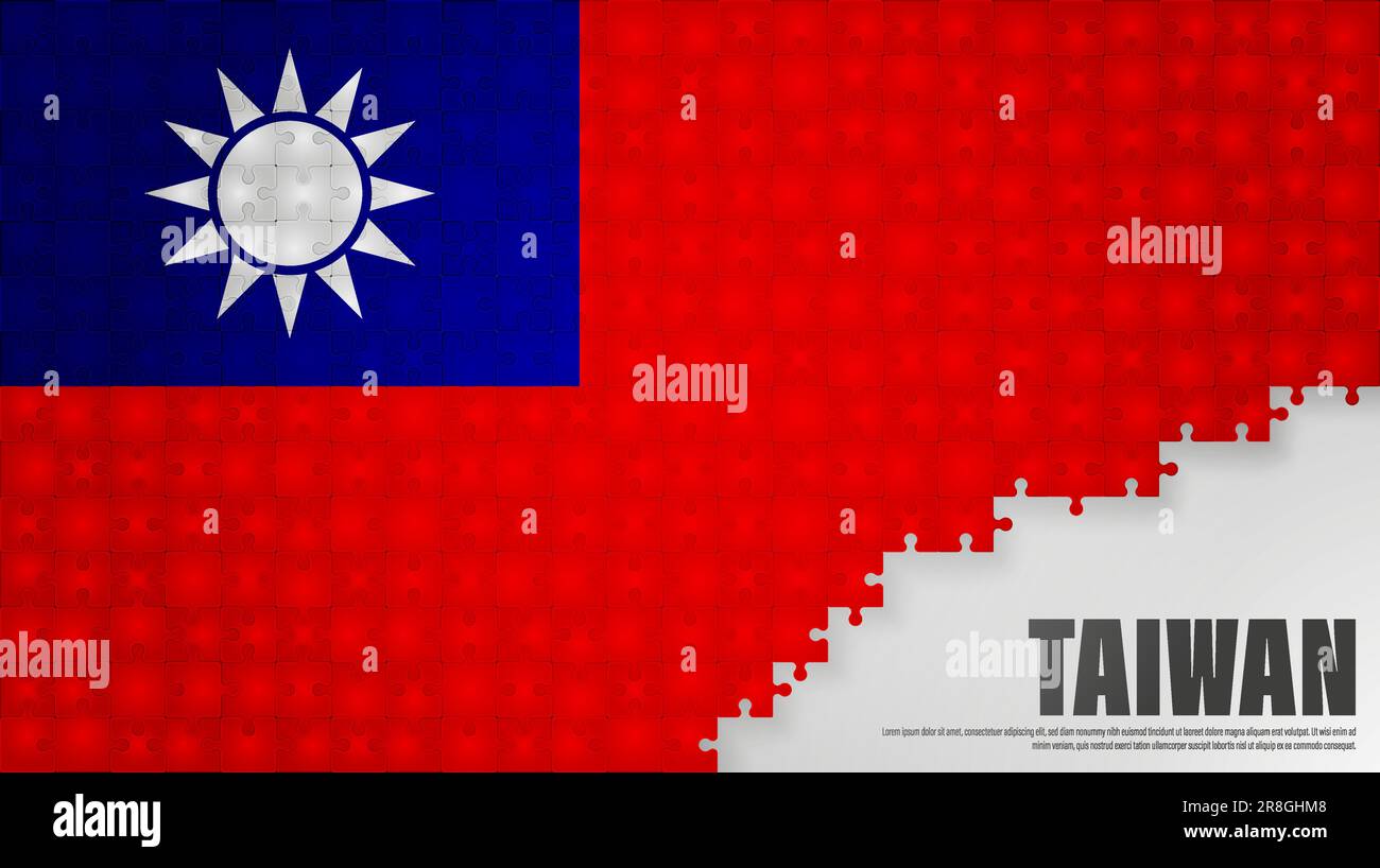 Hintergrund der Taiwan-Puzzleflagge. Auswirkungselement für die Verwendung, die Sie daraus machen möchten. Stock Vektor