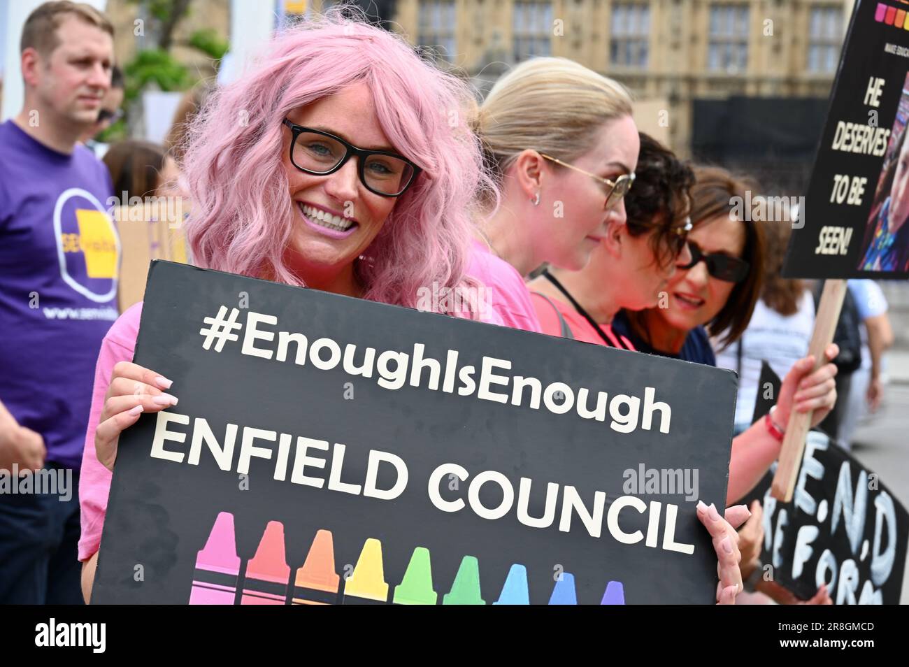 London, Großbritannien. 21. Juni 2023. S.E.N.D Reform England Rallye in Westminster, die eine Reform des Bildungswesens fordert, um die Versorgung von Kindern mit Behinderungen besser auf ihre spezifischen Bedürfnisse abzustimmen. Kredit: michael melia/Alamy Live News Stockfoto