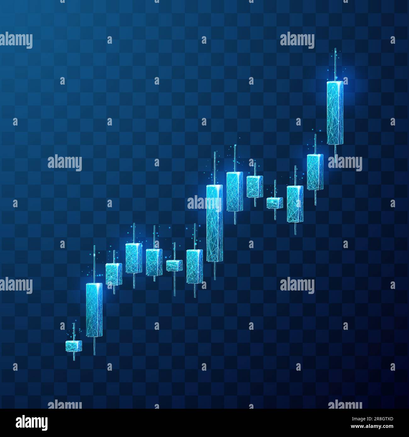 3D Candlestick-Diagramm des Wertpapierhandels. Stock Vektor