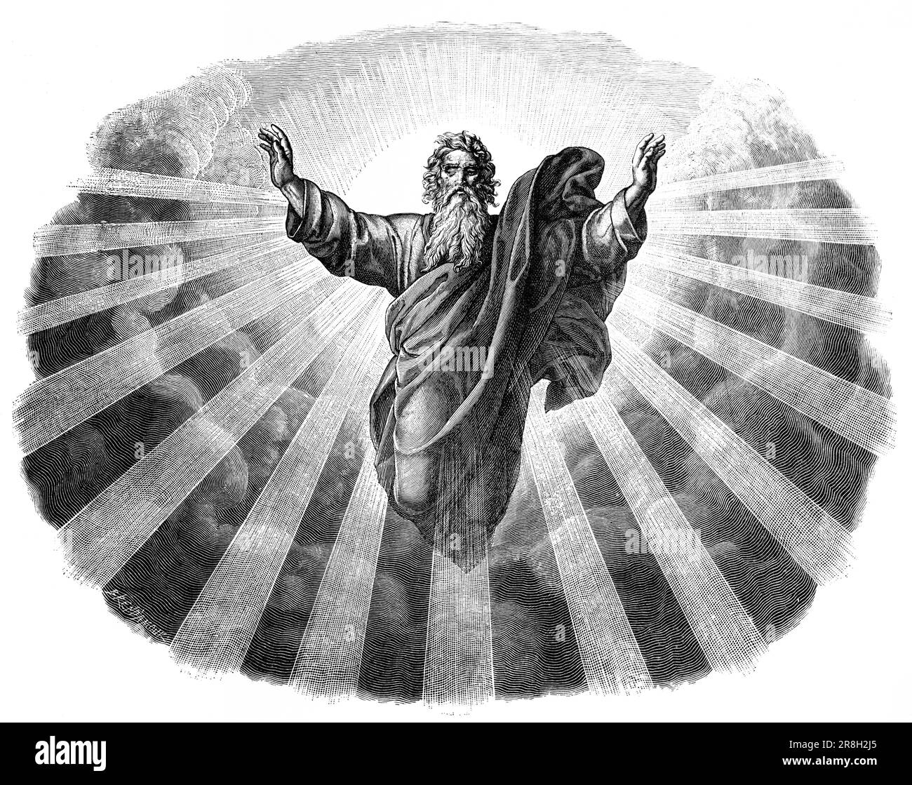 Erster Tag der Schöpfung, Altes Testament, Bibel, historische Illustration 1890 Stockfoto