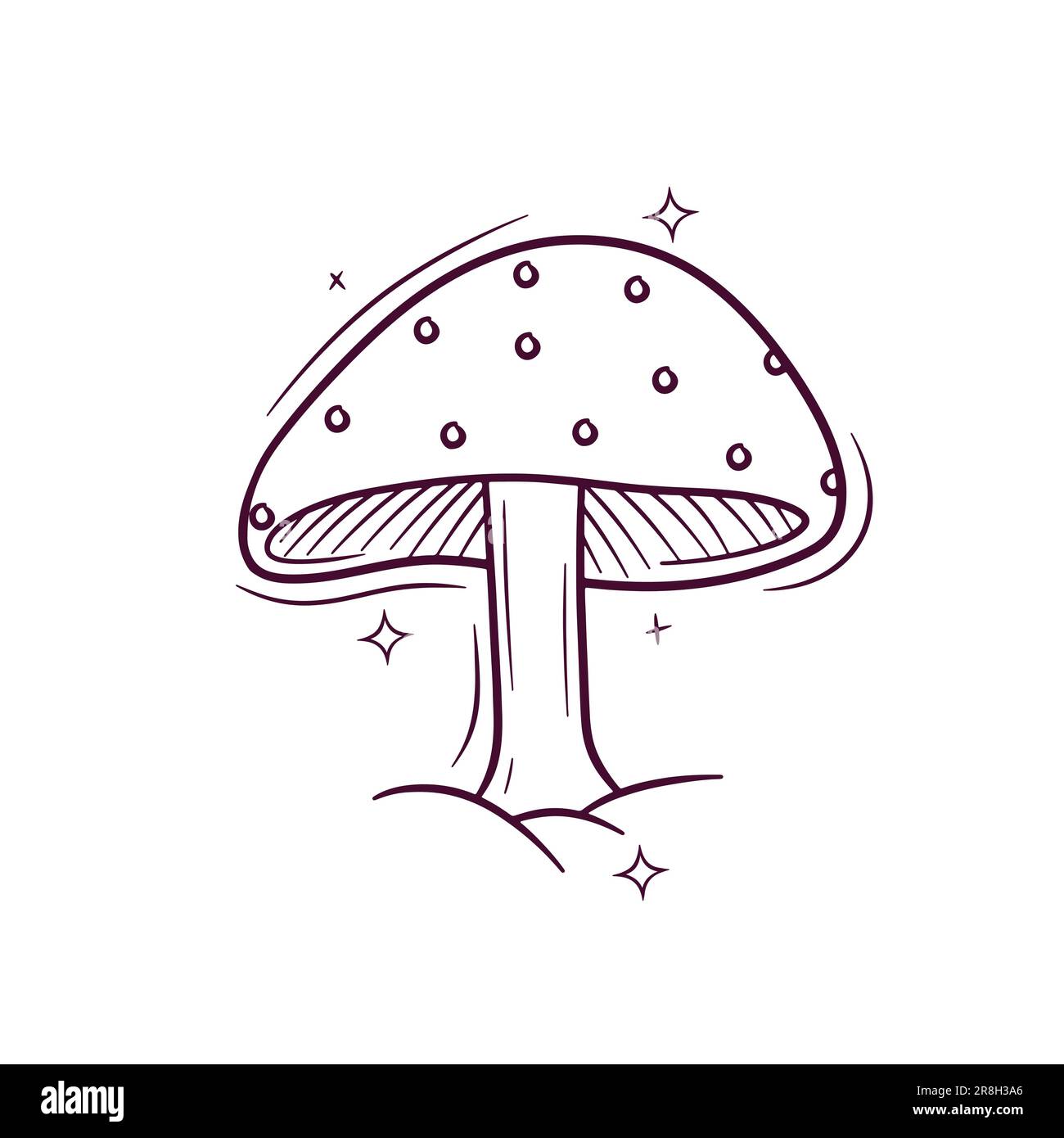 Von Hand Gezogener Giftiger Pilz. Doodle Vector Sketch-Illustration Stock Vektor