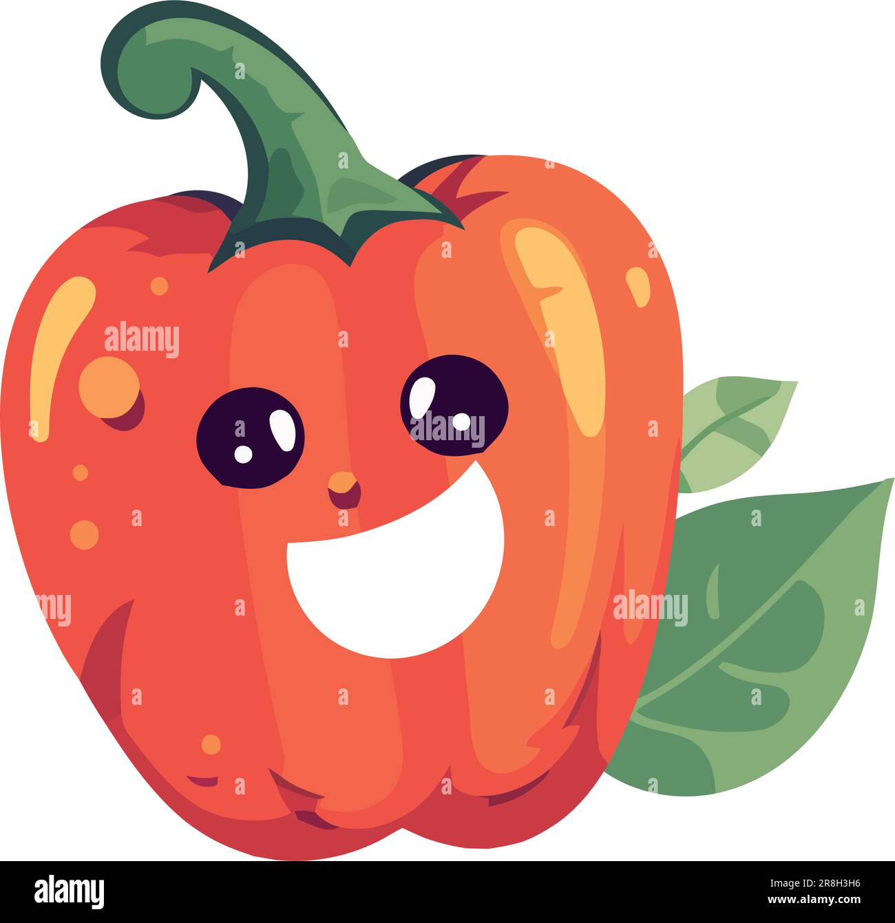 Süßer Cartoon-Pfeffer lächelt, fördert gesunde Ernährung Stock Vektor