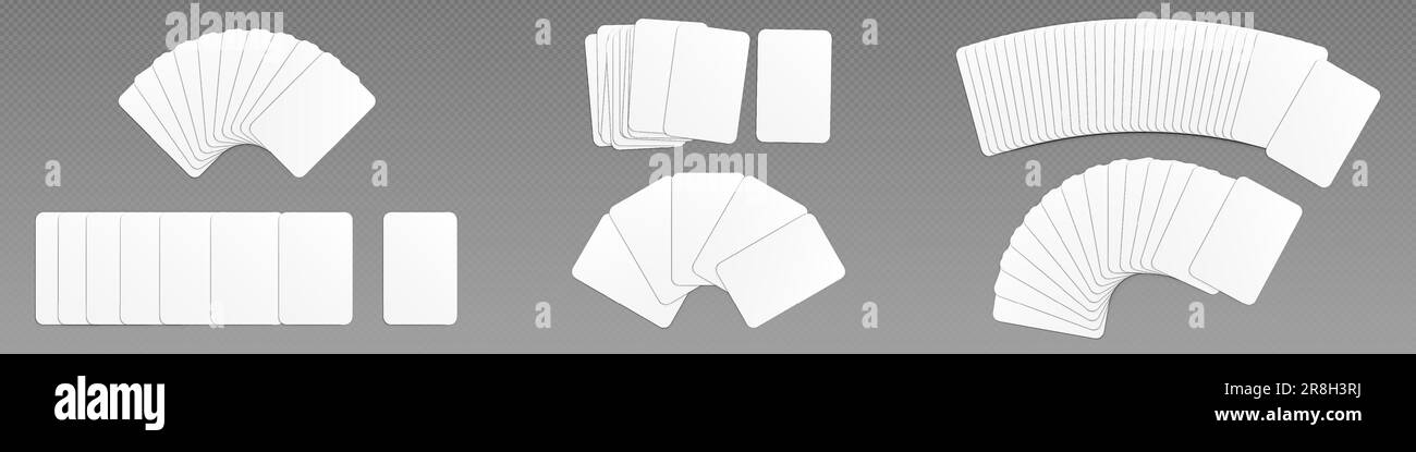 3D Poker, weiße Spielkarten, Spielmodell. Isolierte Papiersymbolvorlage für Casino- oder Fortune-Divination-Vorlage. Verschiedene Spielhandkombinationen und Alignment-Clipart für die Online-Anwendung Stock Vektor