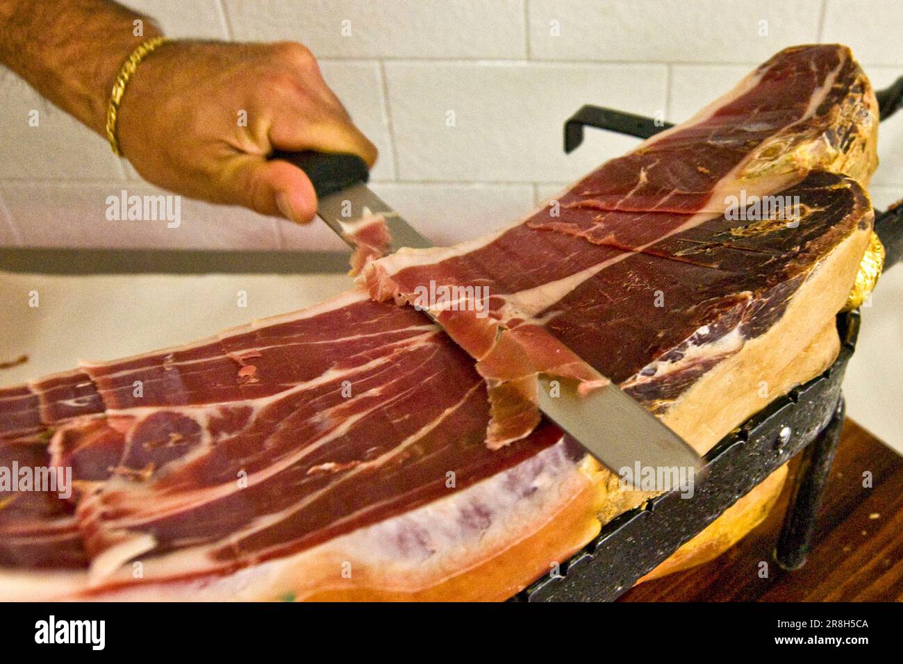 Prosciutto di Modena. Schinkenfabrik. Savignano Sul Panaro. Emilia Romagna. Italien Stockfoto