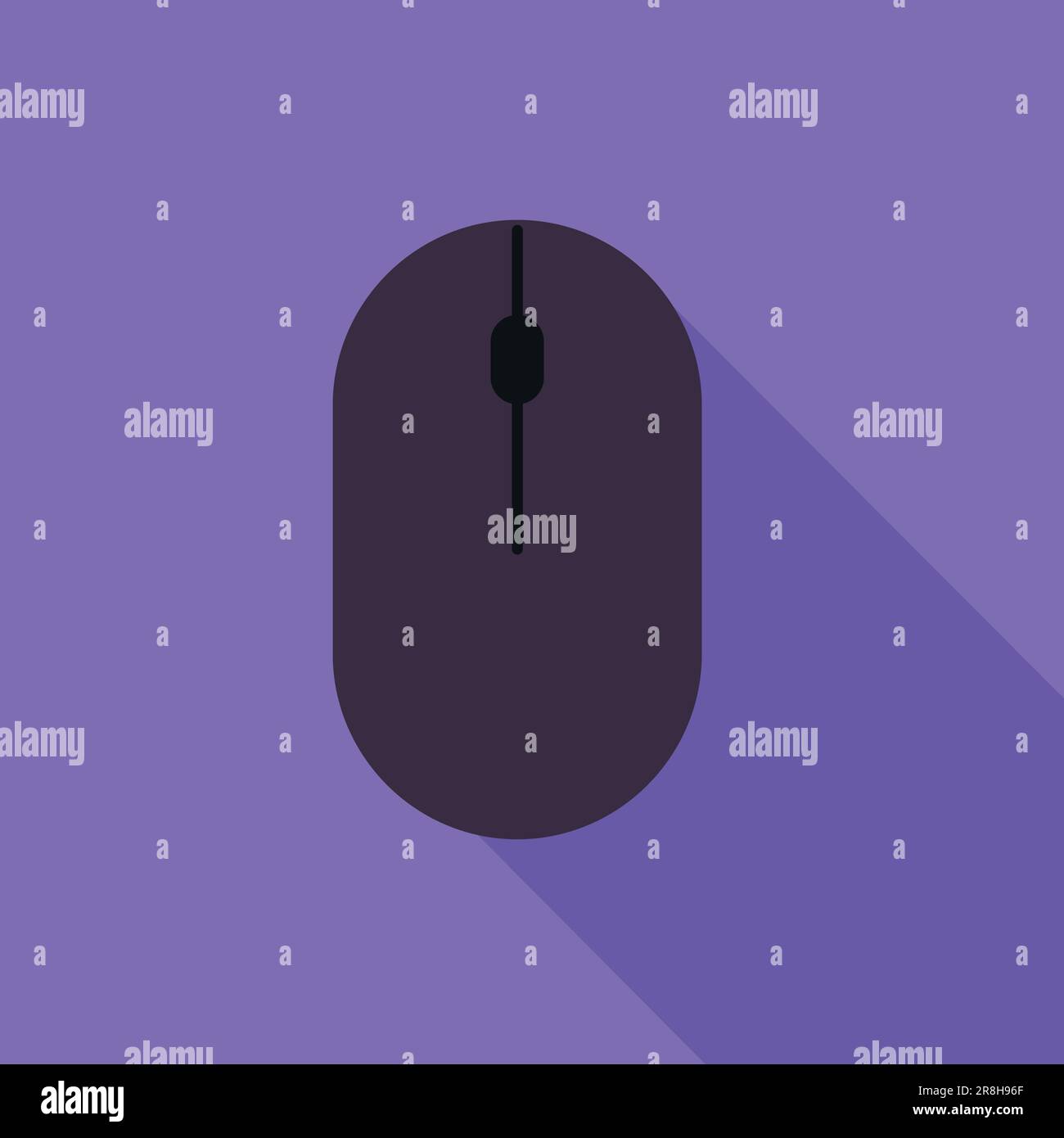 Schwarzes Symbol für drahtlose Computermaus in flacher Form auf violettem Hintergrund. Vektordarstellung Stock Vektor