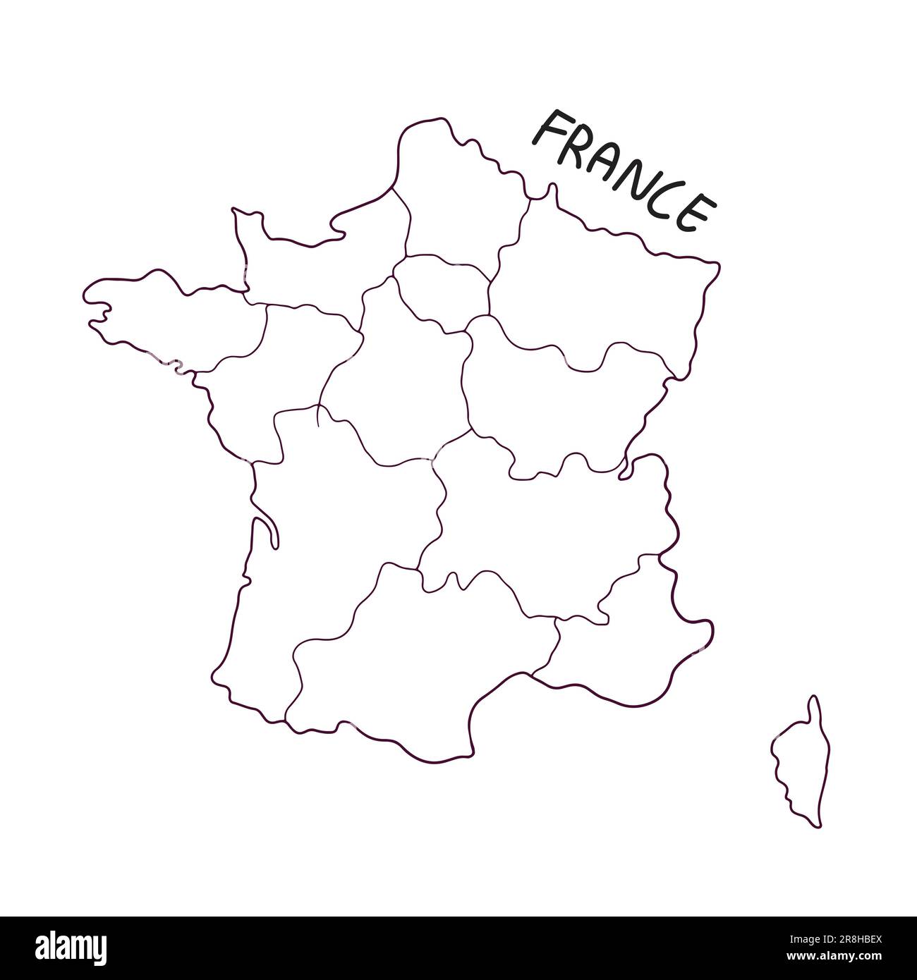 Handgezeichnete französische Landkarte Stock Vektor