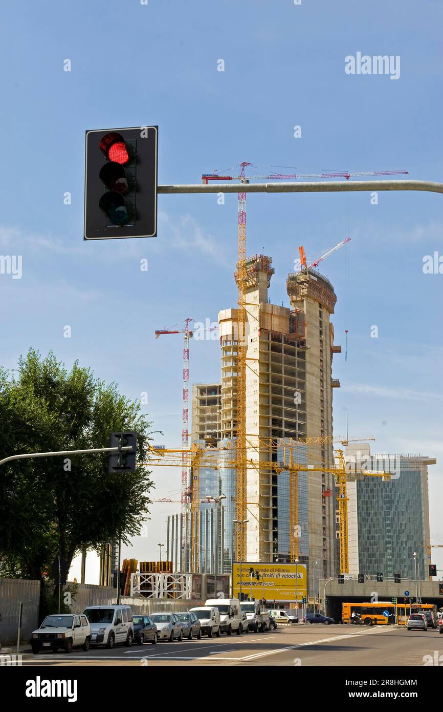 In Der Nähe Der Porta Garibaldi Sind Arbeiten Im Gange. Mailand. Italien Stockfoto