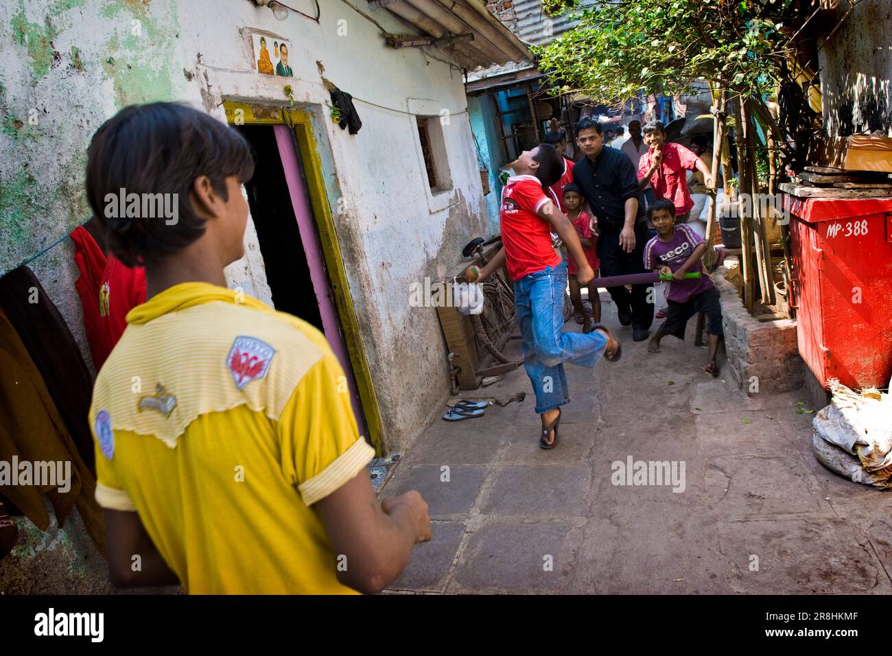 Das tägliche Leben im Slum bei Colaba. Mumbai. Indien Stockfoto