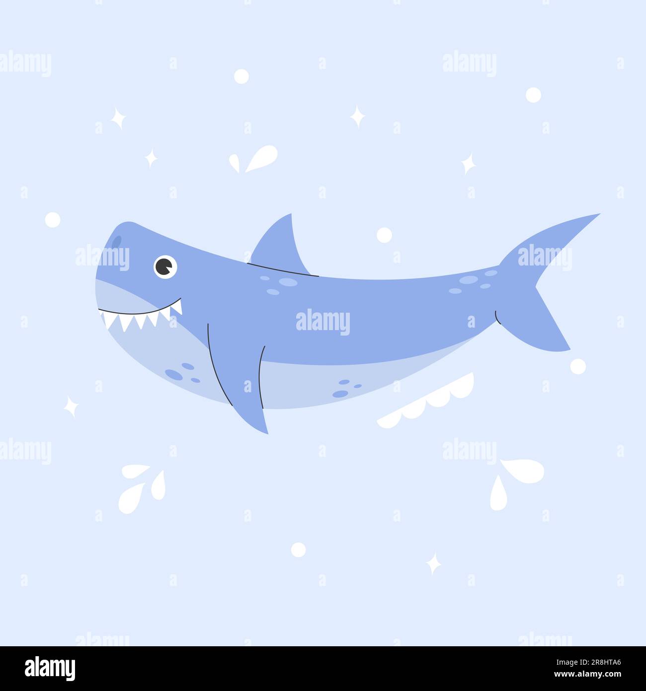 Poster mit süßem blauen Hai. Stock Vektor