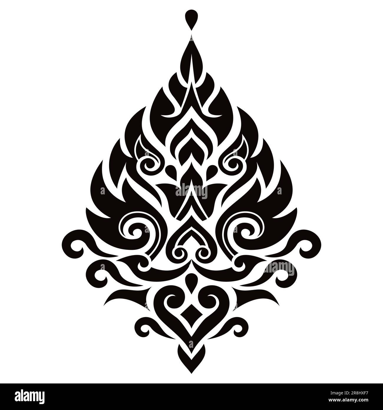 Thailändisches traditionelles Designelement, ethnischer dekorativer Hintergrund aus Thailand - Folk Art Stil in Schwarz und Weiß Stock Vektor