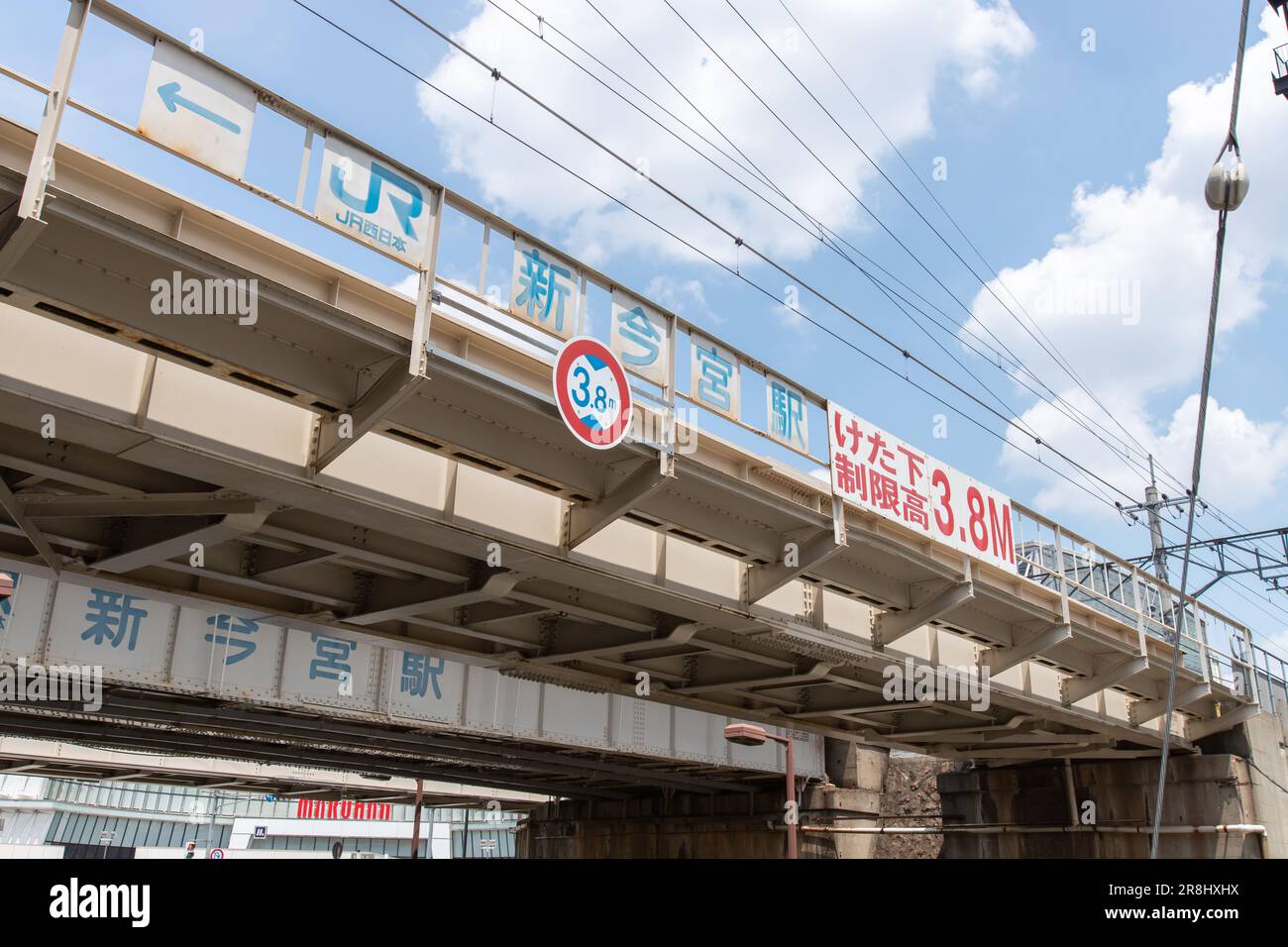 Ein Schild des Bahnhofs Shin-Imamiya (新今宮駅). Shin-Imamiya Station ist ein Bahnhof der West Japan Railway Company und der Nankai Electric Railway Stockfoto