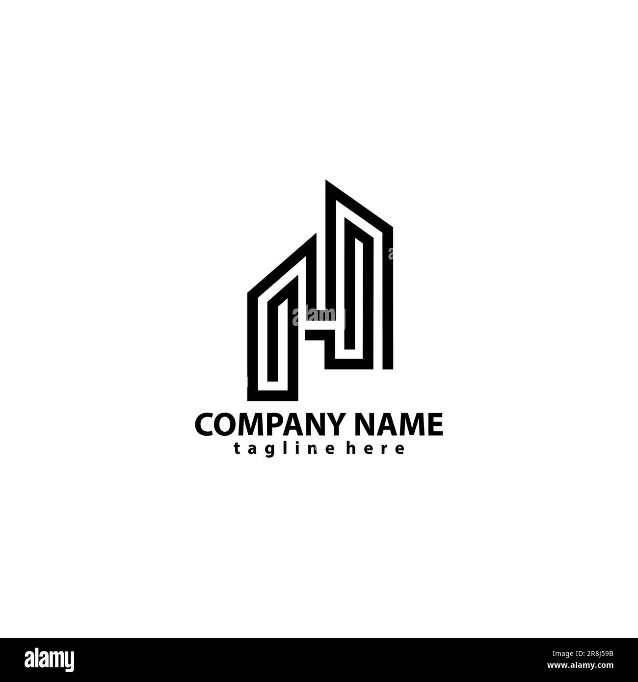 Buchstabe H Einfache moderne Gebäudearchitektur Logo-Design-Vektor Stock Vektor