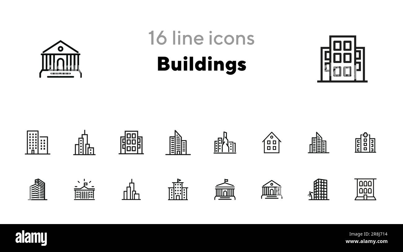 Gebäude-Symbole Stock Vektor