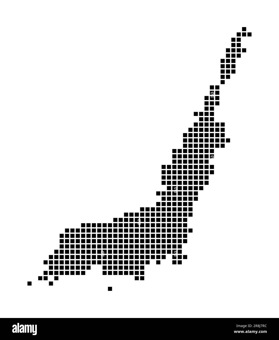Lemspezik-Karte. Gepunktete Karte von Lempriv. Die Inselgrenzen sind mit Rechtecken für Ihr Design gefüllt. Vektordarstellung. Stock Vektor