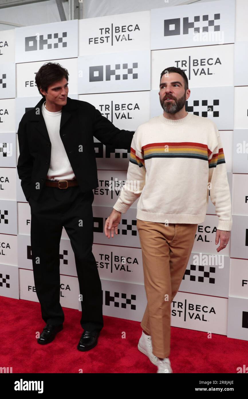 NY, USA. 9. Juni 2023. New York City, USA, 09. Juni 2023 - Jacob Elordi und Zachary Quinto besuchen Er ging in diese Richtung Tribeca Festival Filmpremiere, New York, NY, 9. Juni 2023 in Manhattan. Foto: Giada Papini Rampelotto/EuropaNewswire (Kreditbild: © Luiz Rampelotto/ZUMA Press Wire) NUR REDAKTIONELLE VERWENDUNG! Nicht für den kommerziellen GEBRAUCH! Stockfoto