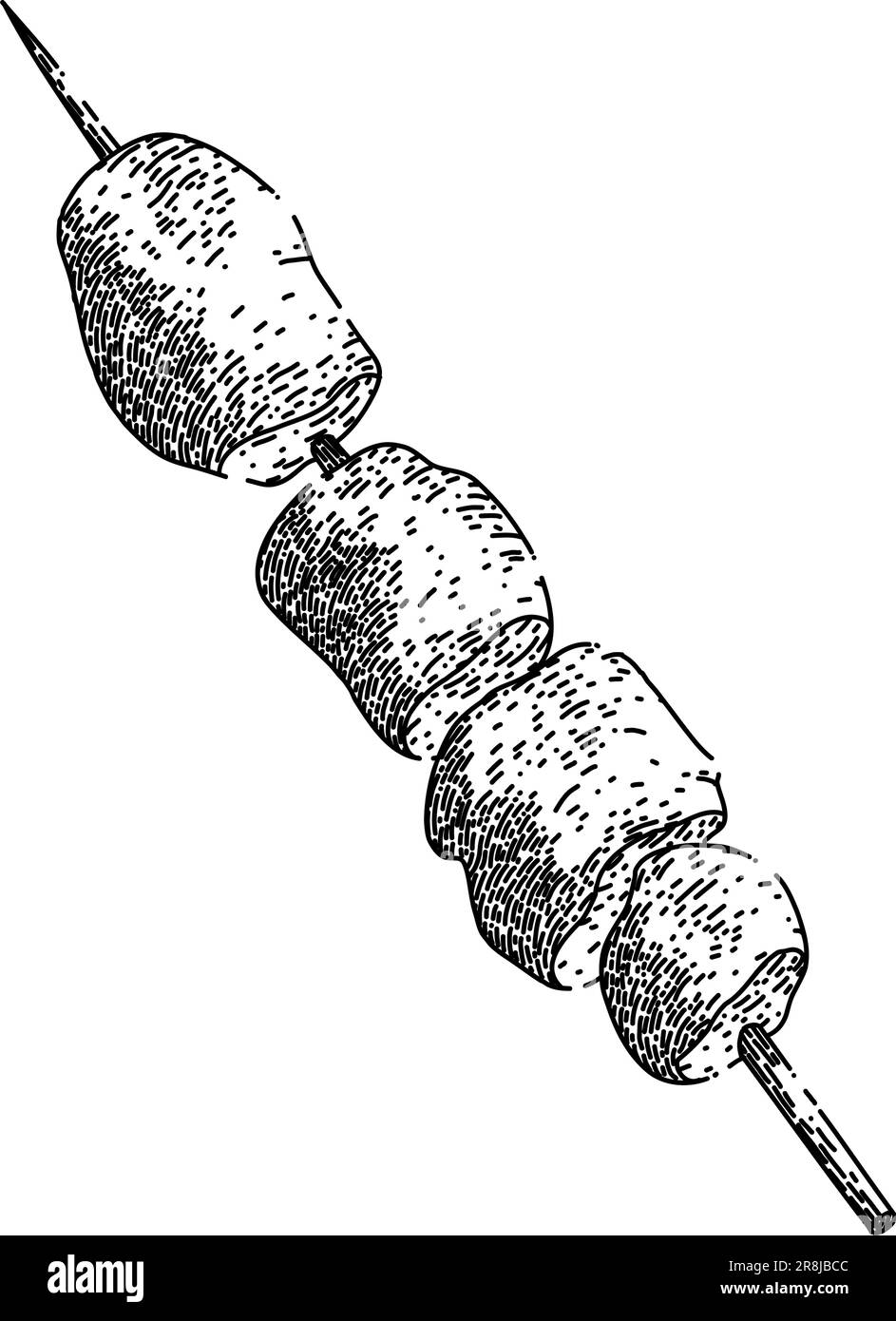 Hähnchen spießt Essensskizze von Hand gezeichnet Vektor Stock Vektor
