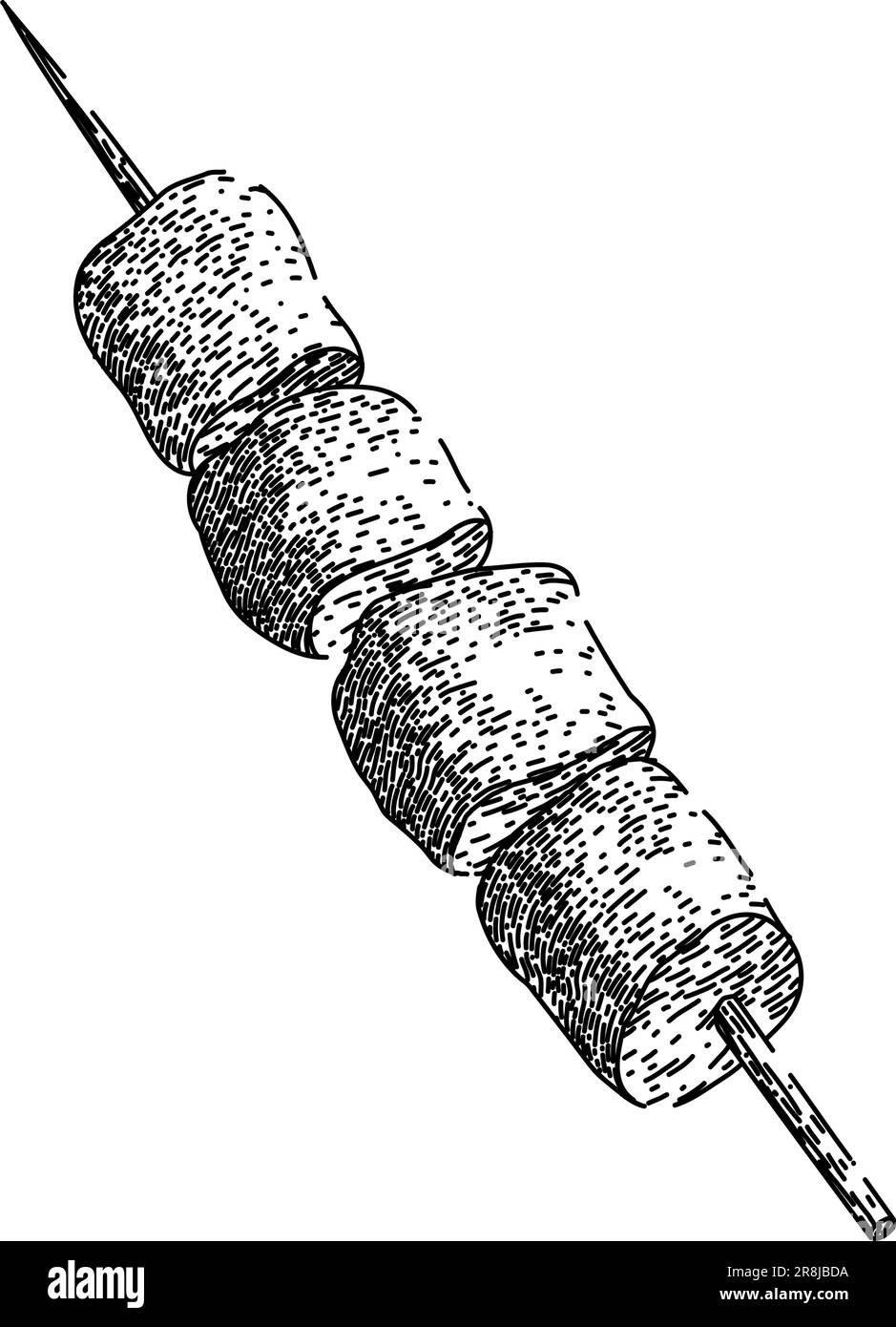 Von Hand gezeichneter Vektor mit Rindfleisch spießten Essensskizzen Stock Vektor