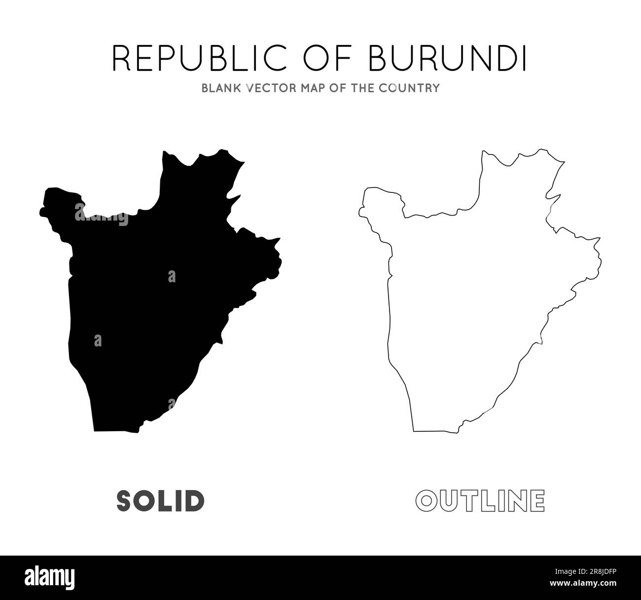 Burundi Karte. Leere Vektorkarte des Landes. Borders of Burundi für Ihre Infografik. Vektorabbildung. Stock Vektor
