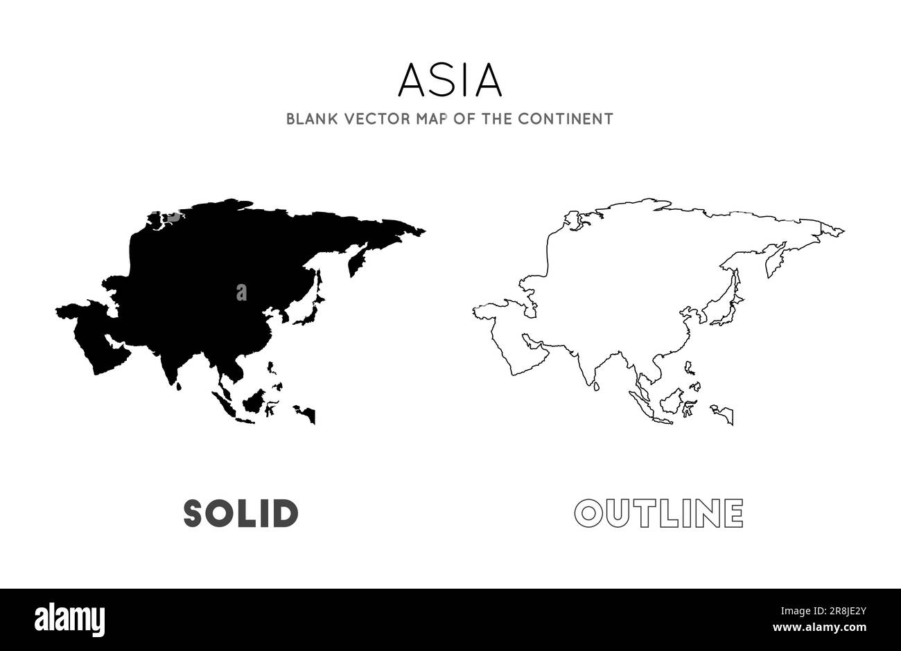 Asiatische Karte. Leere Vektorkarte des Kontinents. Borders of Asia für Ihre Infografik. Vektordarstellung. Stock Vektor