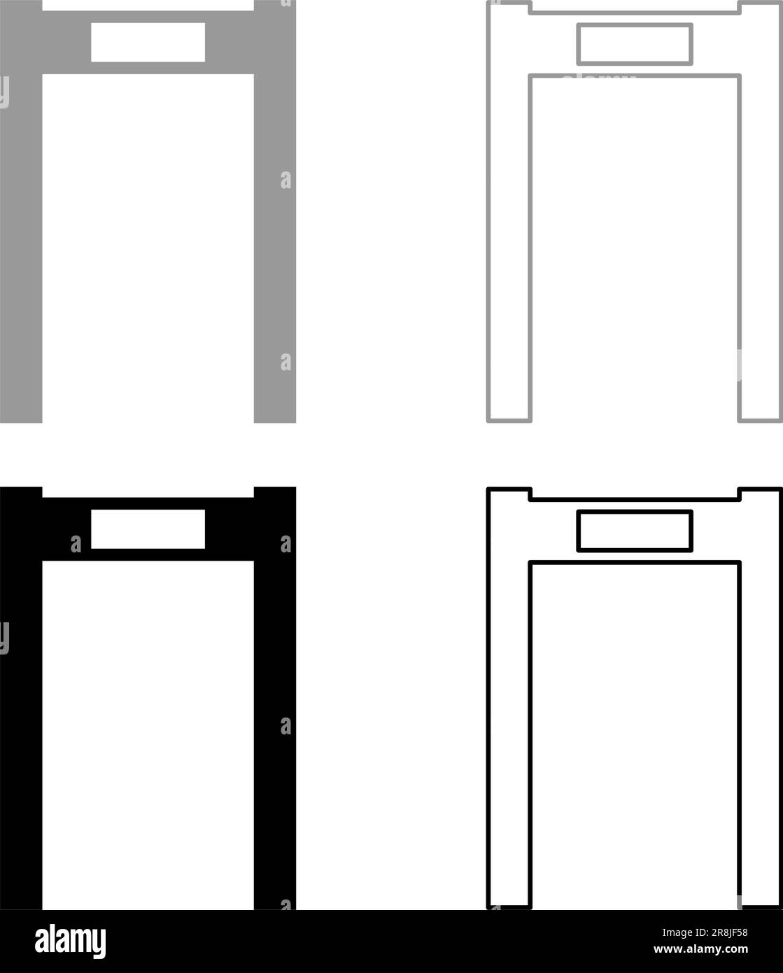 Metalldetektor Arch Flughafen Rahmensteuerung Konzept Set Symbol grau Farbe Vektor Illustration Bild Einfache Füllung Konturlinie dünn Stock Vektor