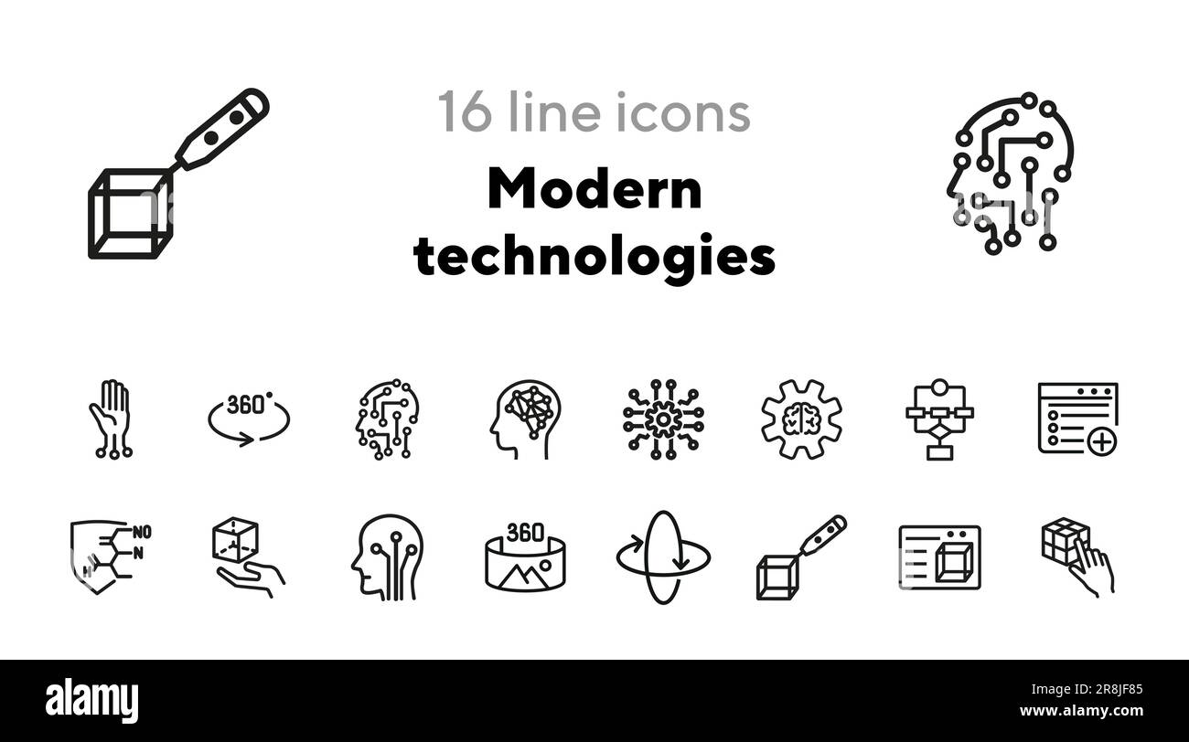 Moderne Technologien – Symbolsatz Stock Vektor