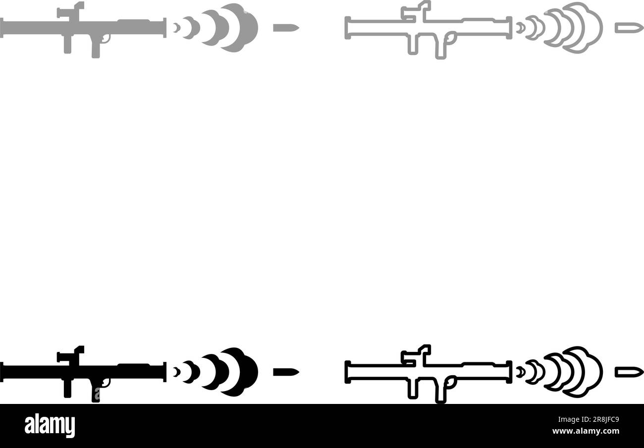 Aufnahme aus dem Bazouka Anti-Tank-System Set Symbol grau schwarz Vektor Illustration Bild Einfache, durchgehende Kontur Kontur Linie dünn flach Stock Vektor