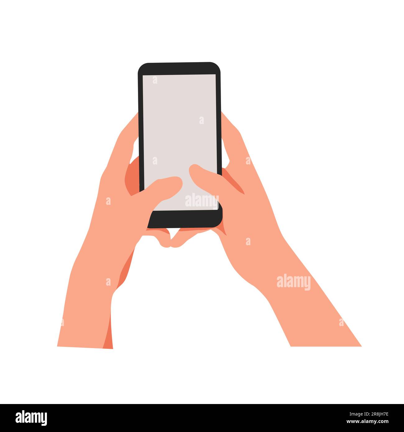 Hand hält das schwarze Smartphone mit leerem Bildschirm Stock Vektor