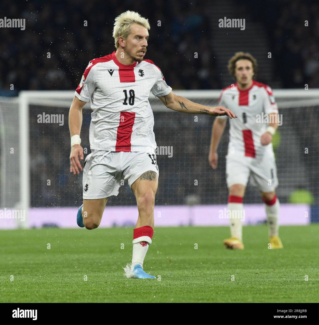 Hampden Park. Glasgow.Scotland, Großbritannien. 20. Juni 2023. Europäische Qualifikation. Schottland gegen Georgien. Georgia Mittelfeldspieler, Nika Kvekveskiri, Kredit: eric mccowat/Alamy Live News Stockfoto