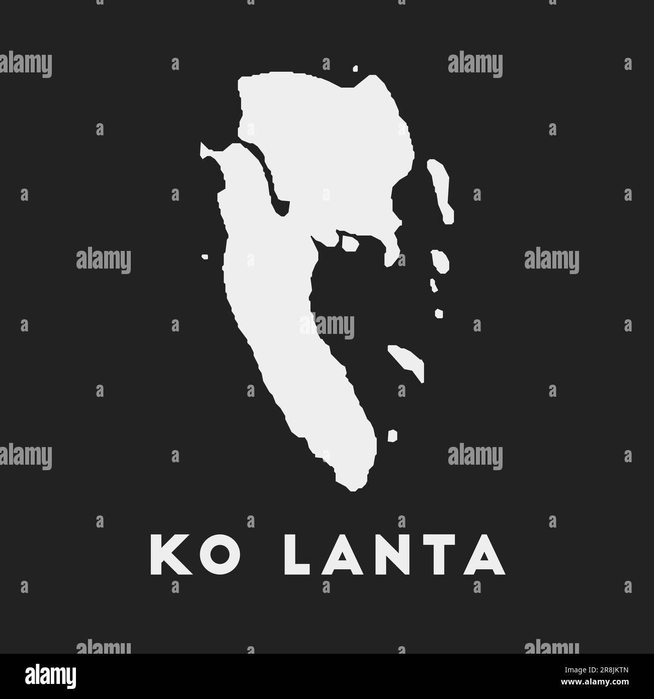 Ko Lanta-Symbol. Inselkarte auf dunklem Hintergrund. Stilvolle Karte von Ko Lanta mit Inselname. Vektordarstellung. Stock Vektor