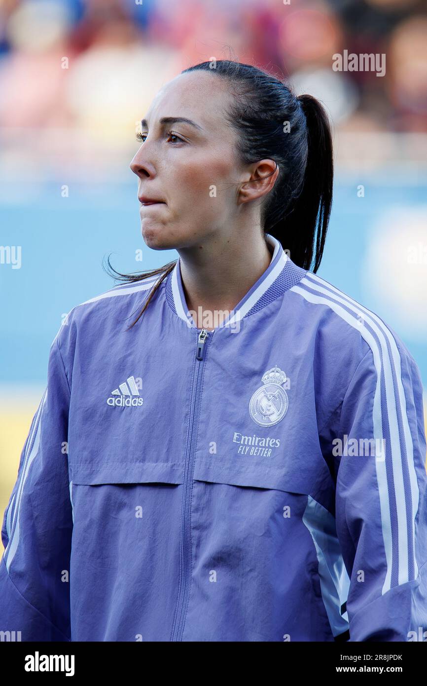 BARCELONA - MÄRZ 25: Caroline Weir wärmt sich vor dem Spiel der Primera Division Femenina zwischen dem FC Barcelona und dem Real Madrid CF in der Johan Cruyff Street auf Stockfoto