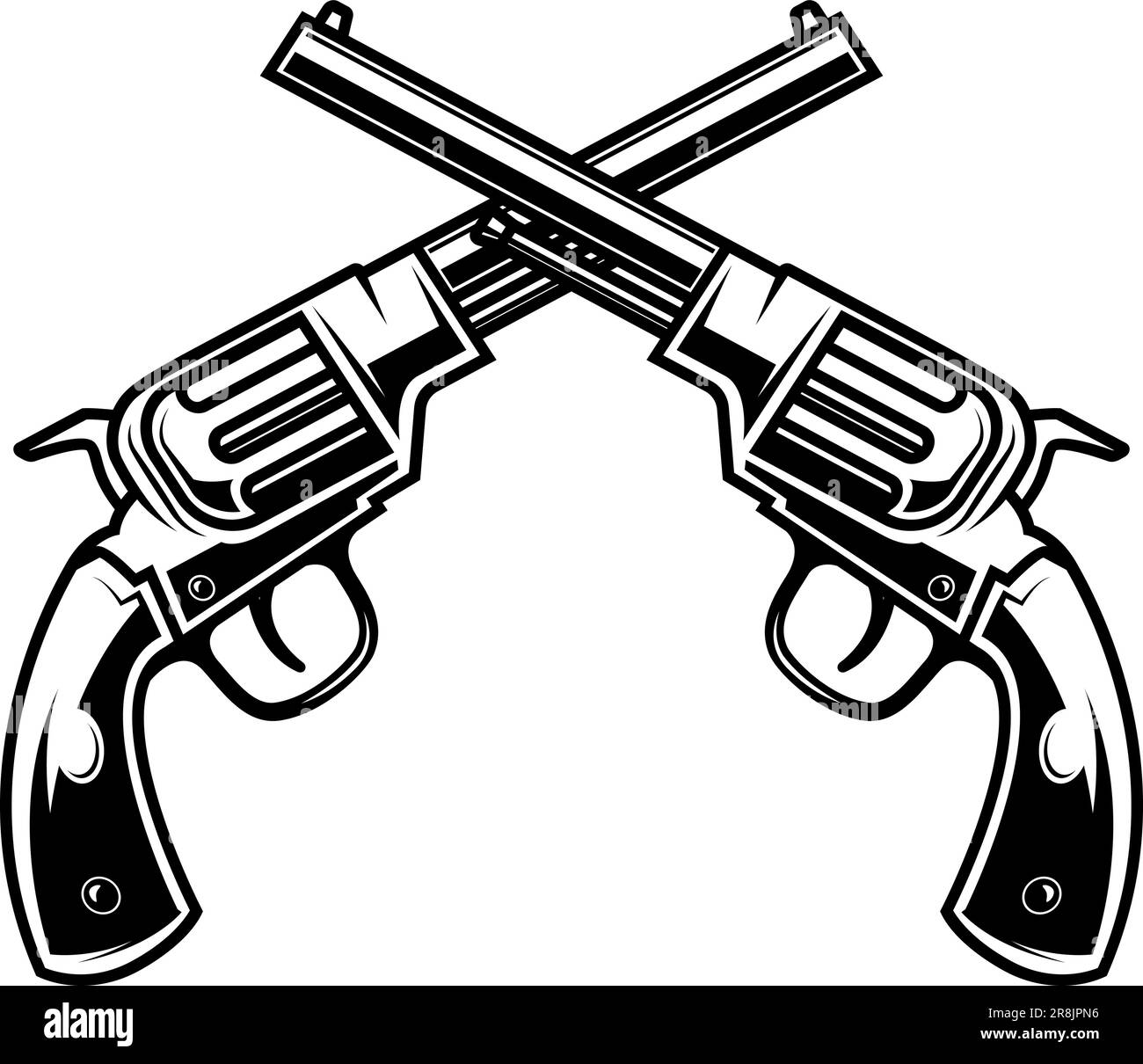 Klassischer Revolver in Schwarz und Weiß, perfekt für Western- oder Retro-Designs. Verwende es für Poster, Logos, T-Shirts Stock Vektor