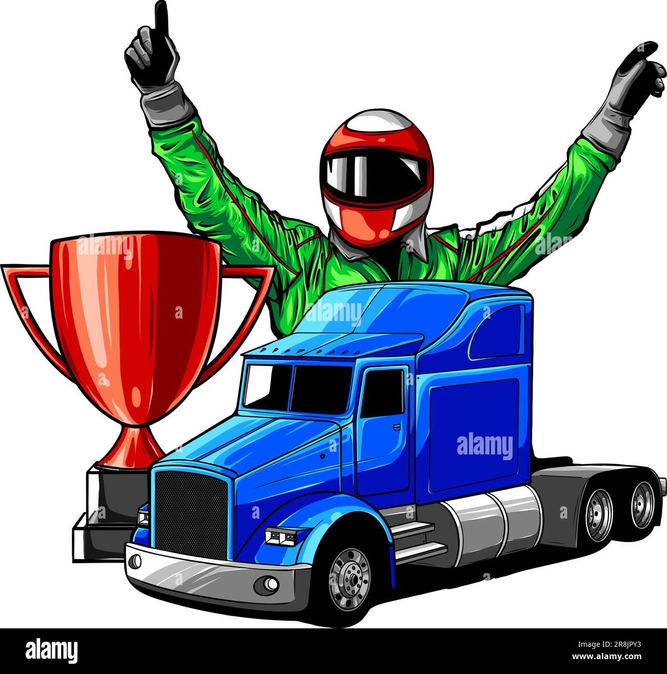 Vektorvorlage für Pilot- und LKW-Rennfahrer Stock Vektor