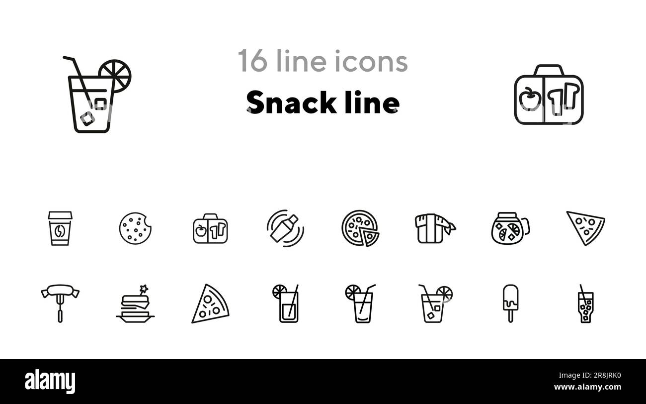 Symbole für Snack-Linien Stock Vektor