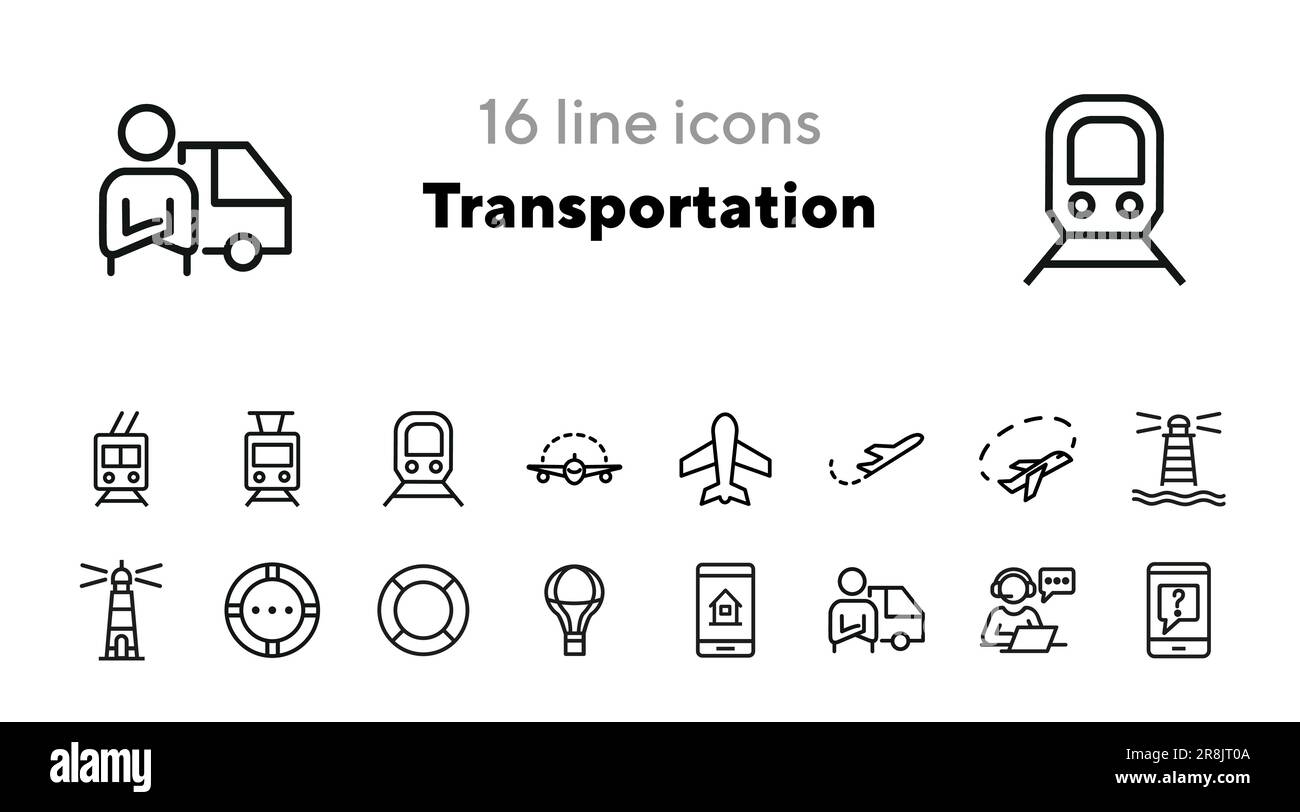 Symbolgruppe für Transportposition Stock Vektor