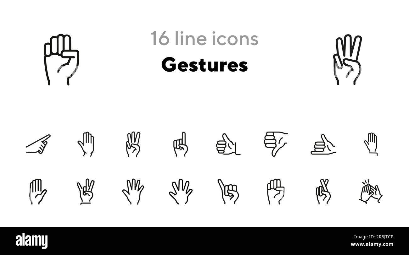 Symbolgruppe mit Gesten-Linien Stock Vektor