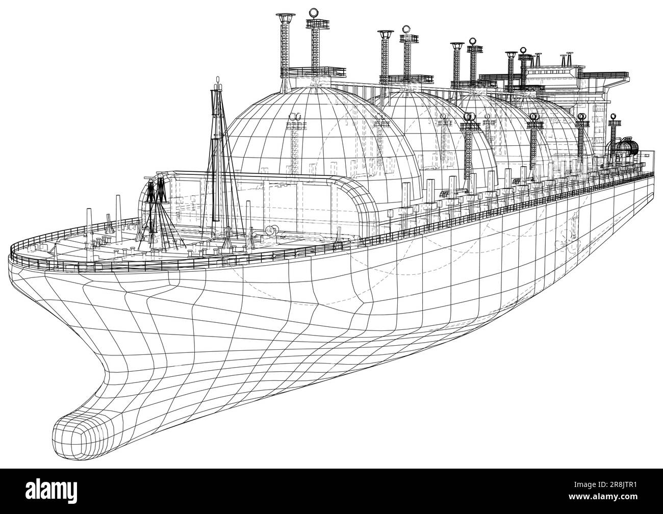 lng-Tankschiff. Gasindustrie und Transport. Isoliertes Vektorbild. Stock Vektor