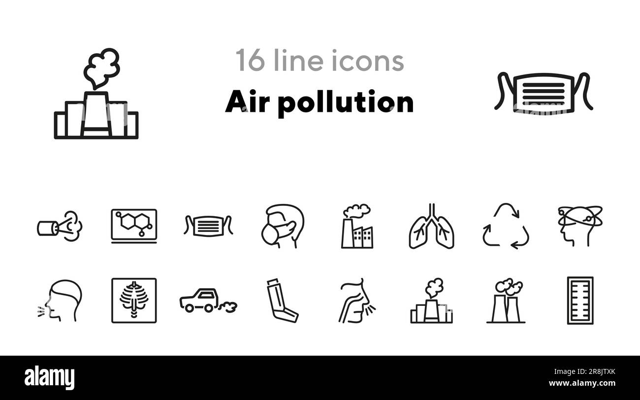 Symbole für Luftverschmutzung Stock Vektor