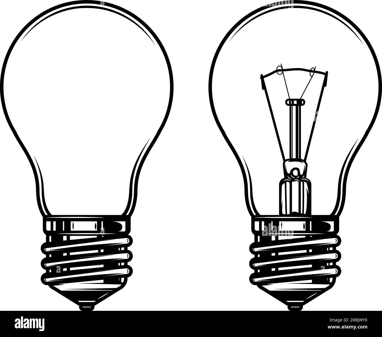 Abbildung der Glühlampe. Designelement für Logo, Label, Schild, Abzeichen. Vektordarstellung Stock Vektor