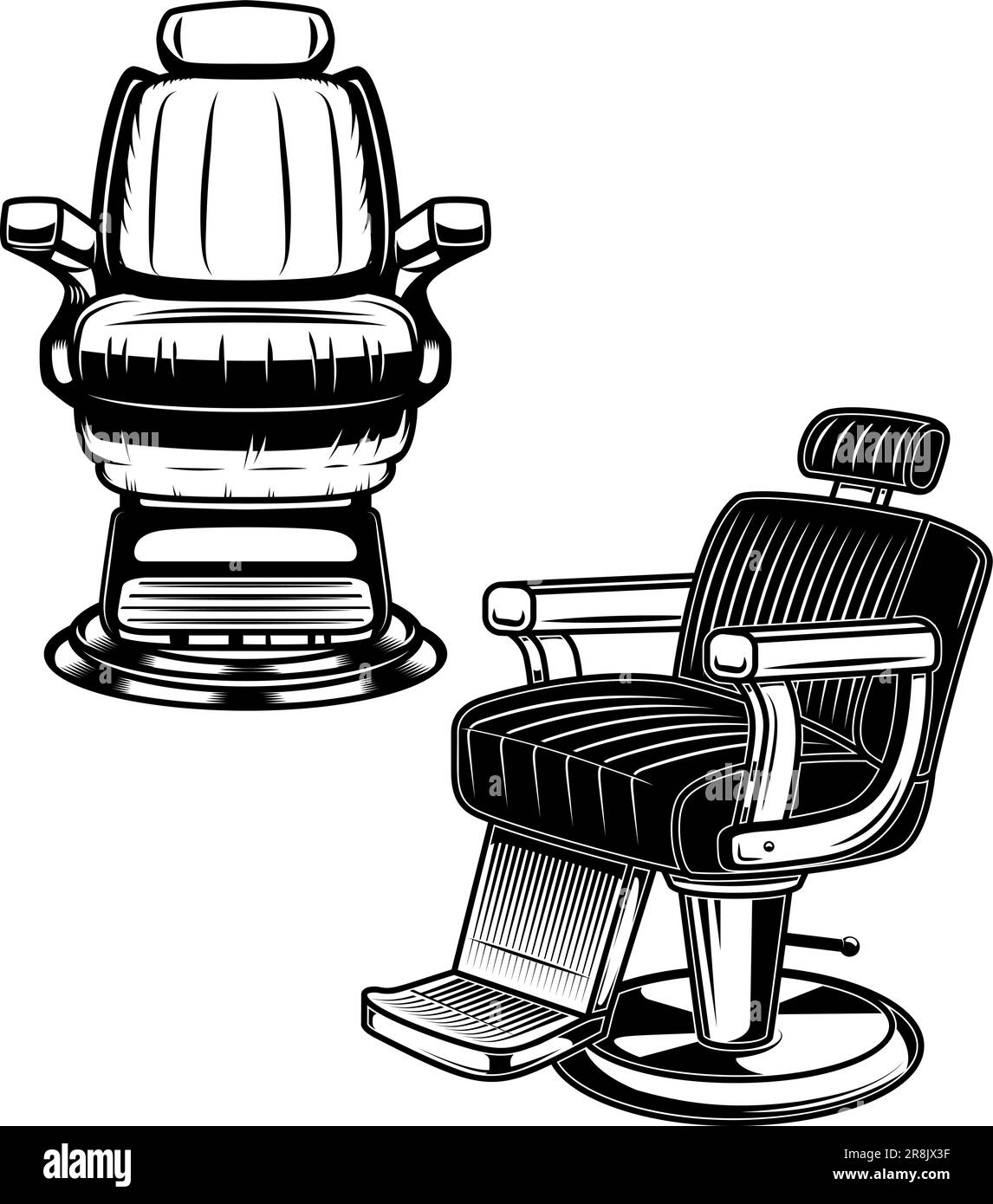 Vektorgrafik für einen alten Friseurstuhl. Perfekt für Barbershop-Logos, Poster und Werbematerialien Stock Vektor