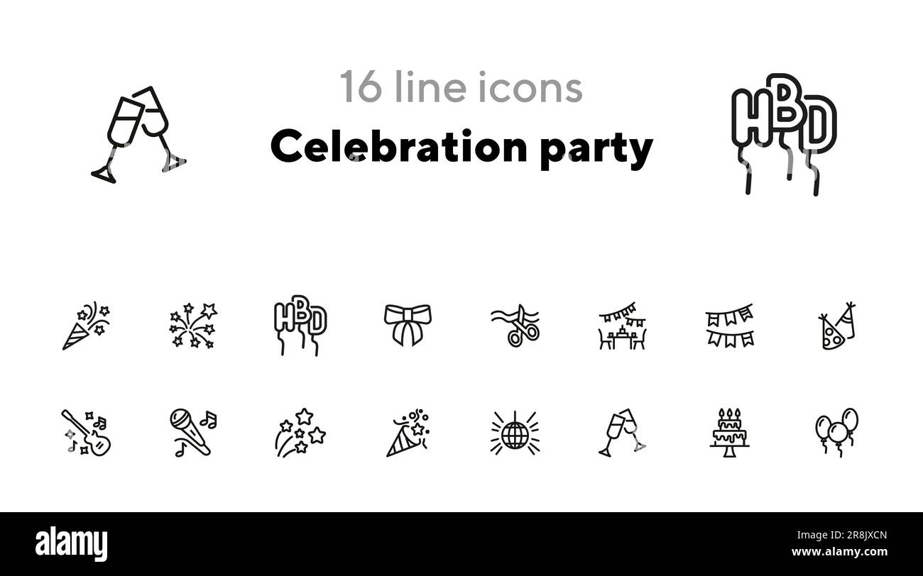 Symbolset für die Partylinie Stock Vektor