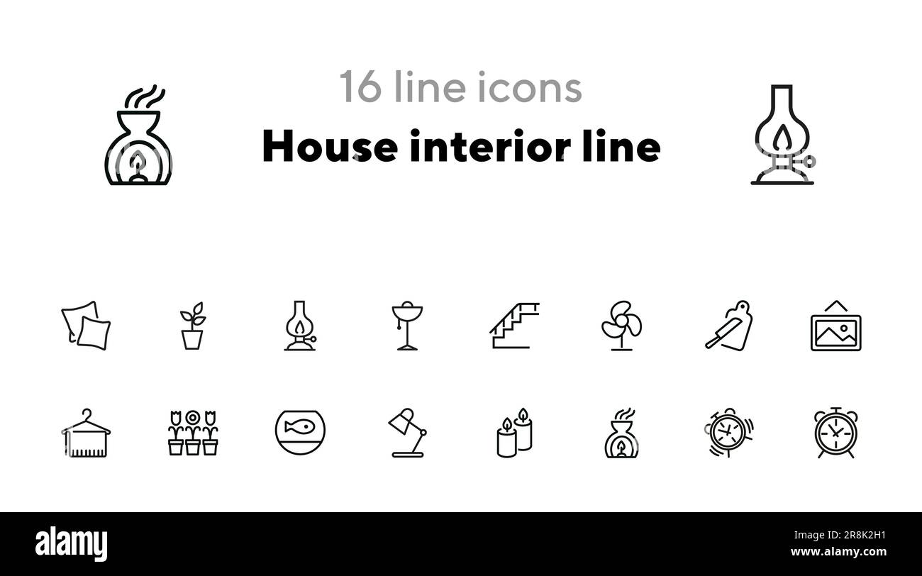 Liniensymbole für den Innenraum des Hauses Stock Vektor